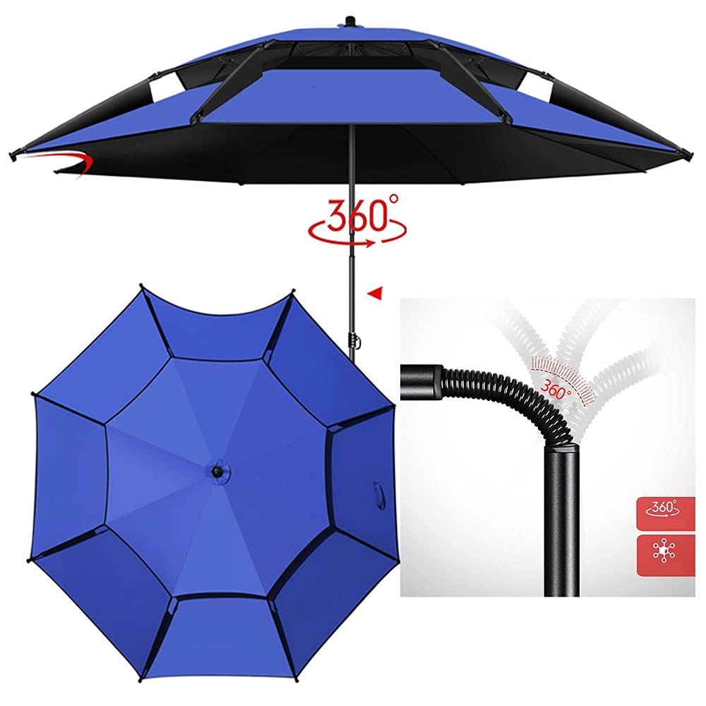 Sombrilla de Playa Plegable con Ancla de Arena y Bolsa, protección UV Parasol Grande, inclinable ventilación 200 CM - 260 CM paragua de Pesca (Size : 200CM/6.5ft)