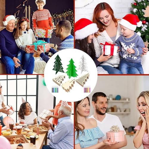 Arbres de Noël en bois à offrir : kit de silhouettes 3D inachevées pour enfants