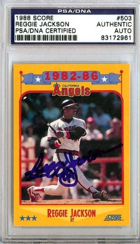 Reggie Jackson Autographed 1988 Score Card PSA/DNA Slabbed #83172961 - Autographed MLB Magazines
