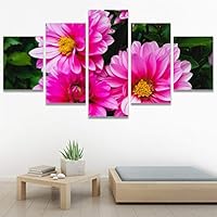 SIGNWIN 5 Panel Canvas Wall Art Pink Petals for Home Decorations Ready to Hang - 60