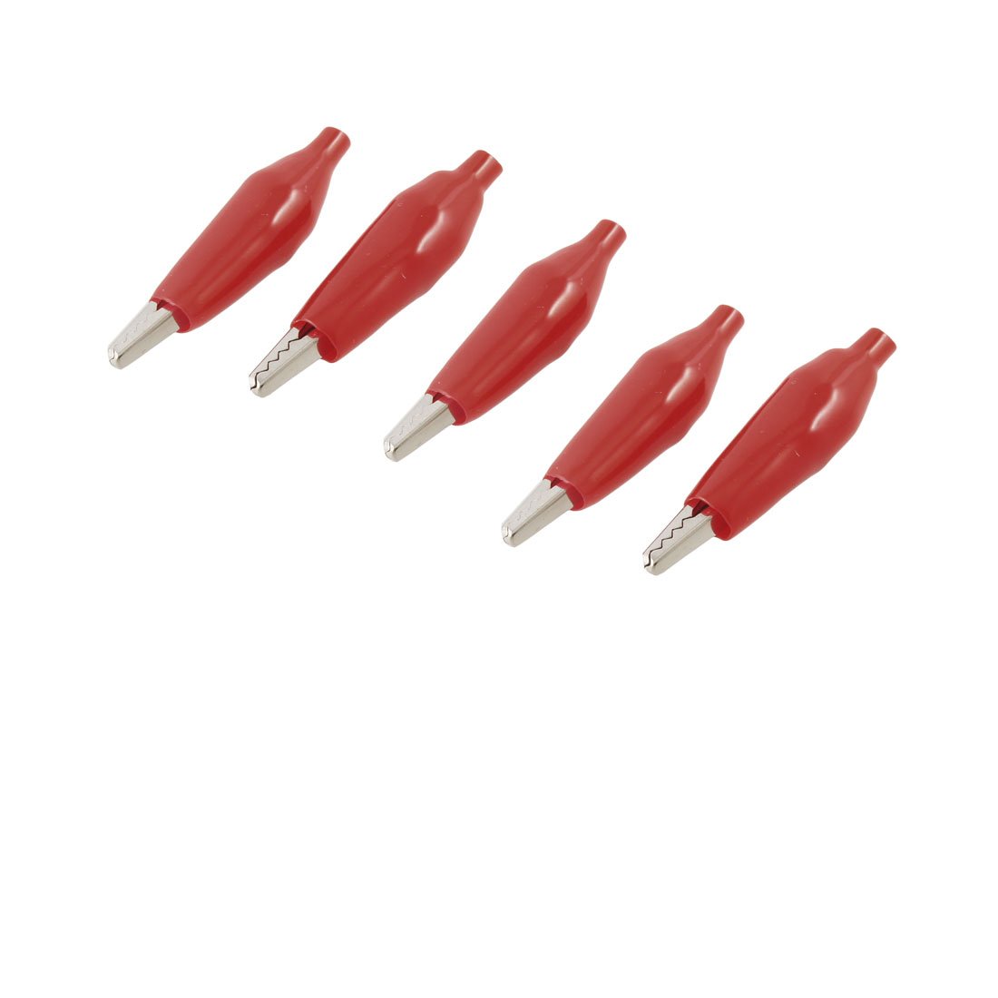 Aexit 5 Pcs Electrical Testing Red Boot 35mm Insulated Alligator Clips Clamps for Voltage Testers Testing Probe