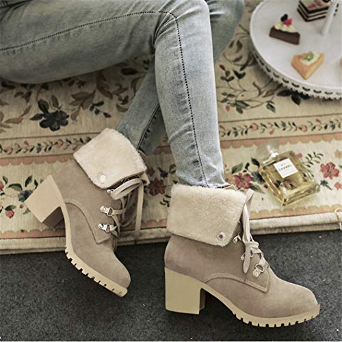 Bellirala Womens Lace Up Block Heel Ankle Boots Faux Suede Chunky Heel Booties3