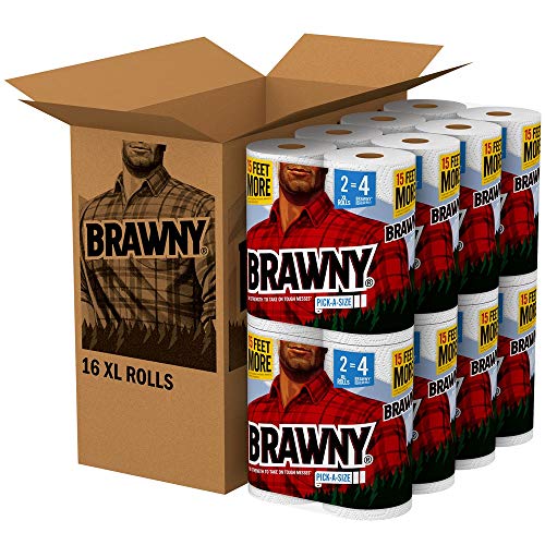 Image of Brawny Paper Towels, 16 XL Rolls, Pick-A-Size, White, 16 = 32 Regular Rolls