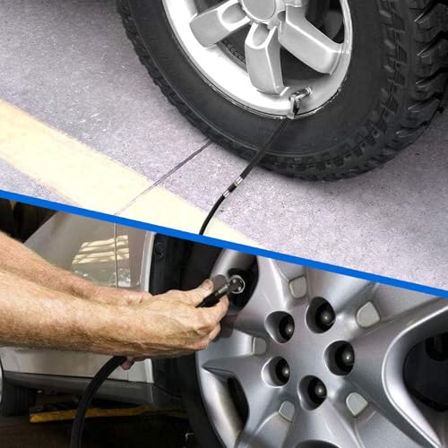 Image of Damwot Tire Inflator Hose Adapter, Tire Inflator Nozzle, Air Chuck with Rubber Hose and Tire Valve Fine Thread, Tire Inflator Pump Hose Adapter for Twist On Convert to Lock On Connection