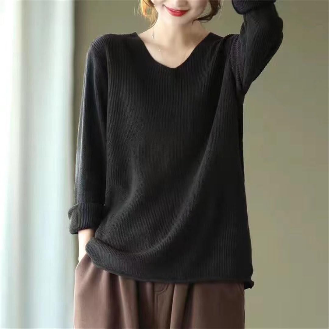 Vogrtcc Maglione oversize da donna lavorato a maglia con scollo a V Pullover a maniche lunghe