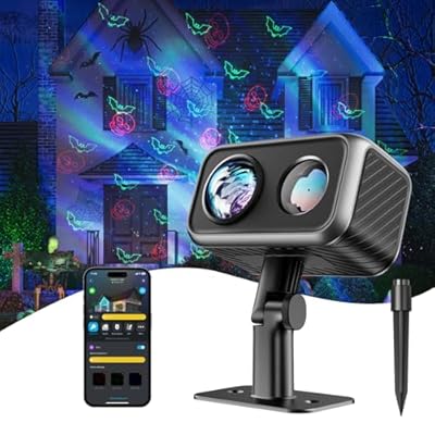 Govee Outdoor Projector Light, Laser and Aurora Light Projector for Halloween Decorations, 16 Patterns in RGB, RGBW Aurora, 51 Festive and Daily Scene Modes, Works with Alexa, Google Assistant, Matter