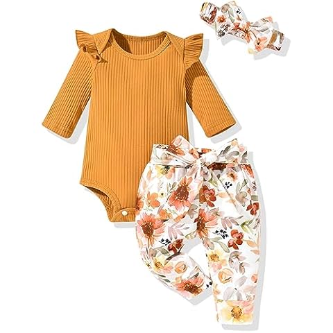 Aalizzwell Preemie Baby Girls Fall Winter Clothes Set Premature Floral Long Sleeve Outfit Brown Autumn Cover
