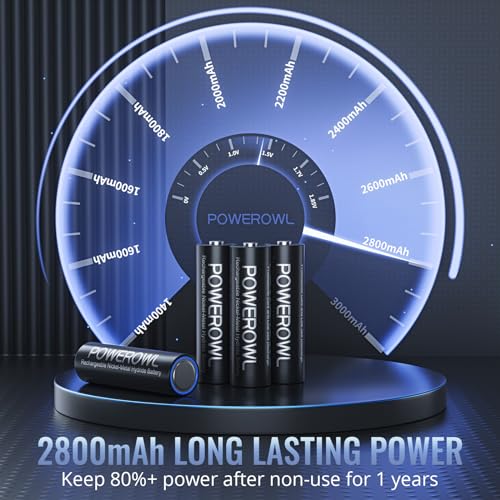 POWEROWL Akku AA 2800mAh AA Akku Wiederaufladbare 16 Stück (Geringe Selbstentladung, 1200 Zyklen) 1.2v NI-MH Wiederaufladbar AA Batterien (16AA) 5