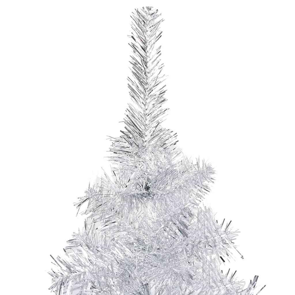 Sztuczna choinka, srebrna, 120 cm, z 150 diodami LED o barwie ciepłej bieli, 230 gałązek, stojak na choinkę, łącznie z bombkami w kolorze różowego złota, do świątecznej dekoracji