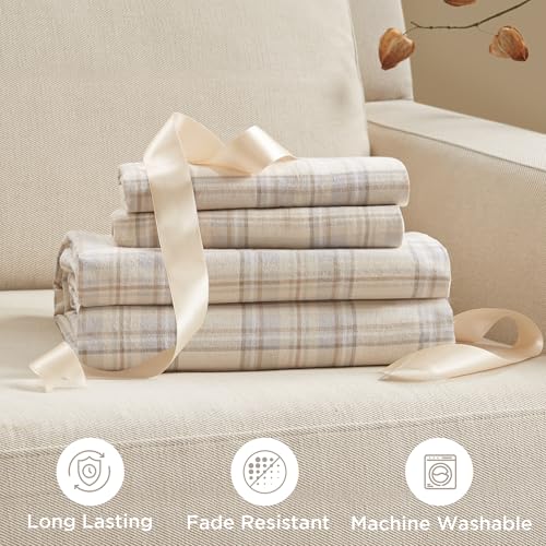 Image of Woolrich Cotton Sheet Set Cottage Charms Print, 100% Cotton Flannel Sheets Warm & Fuzzy Bedding Set Queen Size Sheets, Fitted Pocket Fits Up to 14 inch Mattress, Queen Andrews, 4 Piece