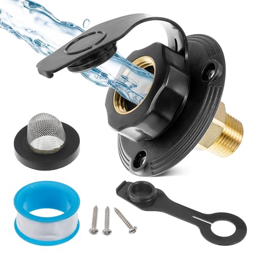 BlueStars RV City Water Inlet - Brass Black Flange with