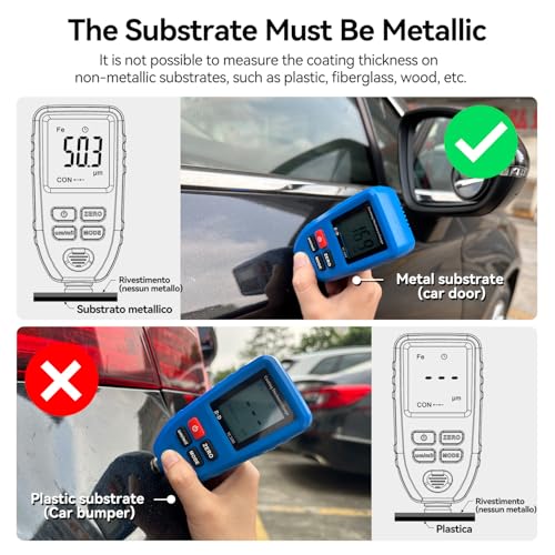 Image of Car Coating Thickness Meter, Paint Mil Thickness Gauge,Blue | For Used Car Buyers, Spot Hidden Repairs, Auto Fe /NFe Detector