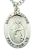 Westman Works St Peregrine Solid Pewter One Inch Saint Medal with Stainless Steel Chain
