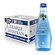 Clearly Canadian Mountain Blackberry Sparkling Spring Water Beverage, Natural & Carbonated, Flavored Seltzer Water, 1 Case 12 Bottles x 325mL