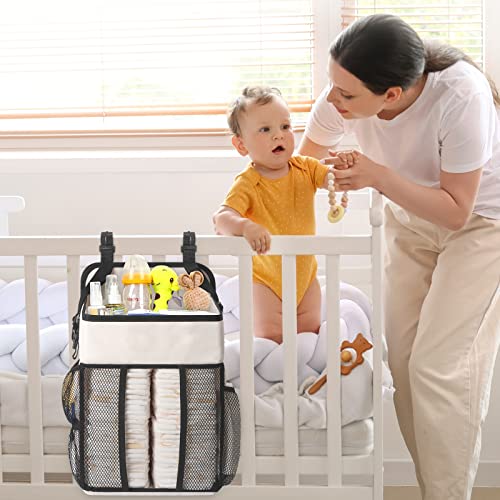 Maliton Diaper Caddy - Hanging Diaper Organizer For Changing Table, Crib, Pack N’ Play - Diaper Holder Diaper Stacker Holds 52+ Diapers - Nursery Organizer & Baby Shower Gifts For Newborn - Beige #TOP7