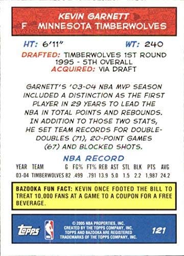 Miniatura 2 de 2004-05 Bazooka Gold #121 Kevin Garnett NBA Basketball Trading Card