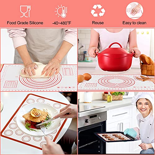 Rolling-Pin-Silicone-Baking-Mats-Set, Nonstick Dough Rolling Pastry Mat For Cookie Macaroon Pie Crust Pizza, Heat-Resistant Silicone Baking Sheets For Oven, Silicon Macaroons Baking Mats #TOP2