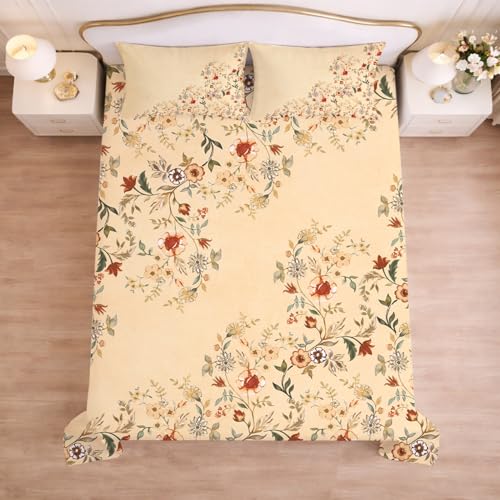 Image of Cloth Fusion Glace Cotton Flat Bedsheet for Double Bed with 2 Pillow Covers (90x100 Inches, Floral Heaven)