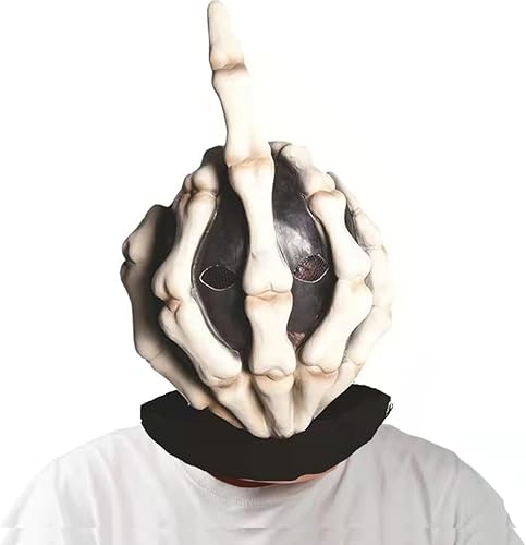 Máscara de Halloween, máscara de Halloween aterradora con cabello para hombre y mujer, disfraz de Halloween, accesorios de fiesta, máscaras blancas