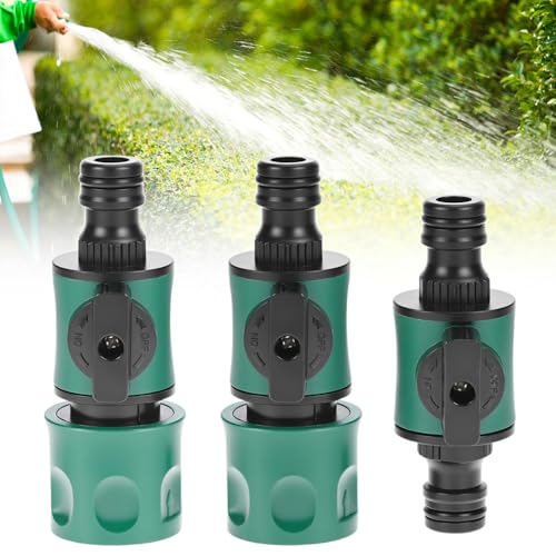 QWORK® 3 Piezas Conectores de Manguera jardín, Conector Manguera con Flujo de Agua Ajustable y válvula de Cierre