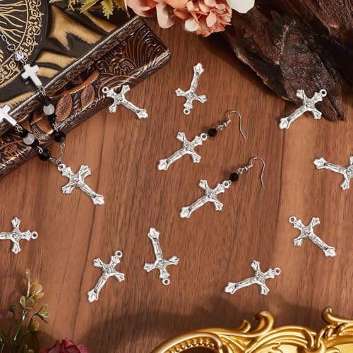 SUNNYCLUE 1 Box 50Pcs Rosary Cross Charms Easter Crucifix Pendants Tibetan Style Rosaries Bulk Vinatge Antique Silver Cross Charms for Jewelry Making Supplies DIY Necklace Bracelet Earrings Craft by SUNNYCLUE - Used condition - Image 3
