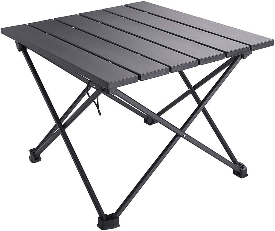 Aluminum Folding Camping Table, Portable Compact Roll Up Camp Table, 3 Size Lightweight Picnic Table with Carry Bag for Hiking, BBQ, Fishing and Travel