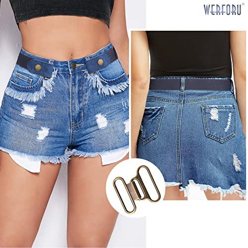 Image of WERFORU No Buckle Stretch Belt for Women and Men Elastic Waist Belt up to 72 Inches for Jeans Pants