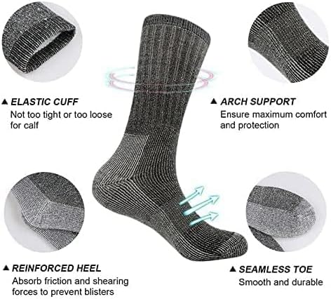Merino Wool Socks for Mens, Premium Quality, Breathable, Merino Blend, Thermal, Warm, Hiking Work and Ideal for out door, walking work, autumn and winter, Grey, Pack of 6