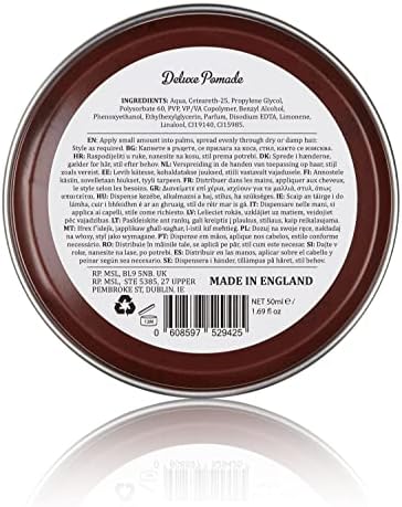 Dapper Dan Deluxe Pomade, Medium Hold Medium Shine, Versatile Flexible Water Based Pomade, Professional Look, 1 x 50 ml