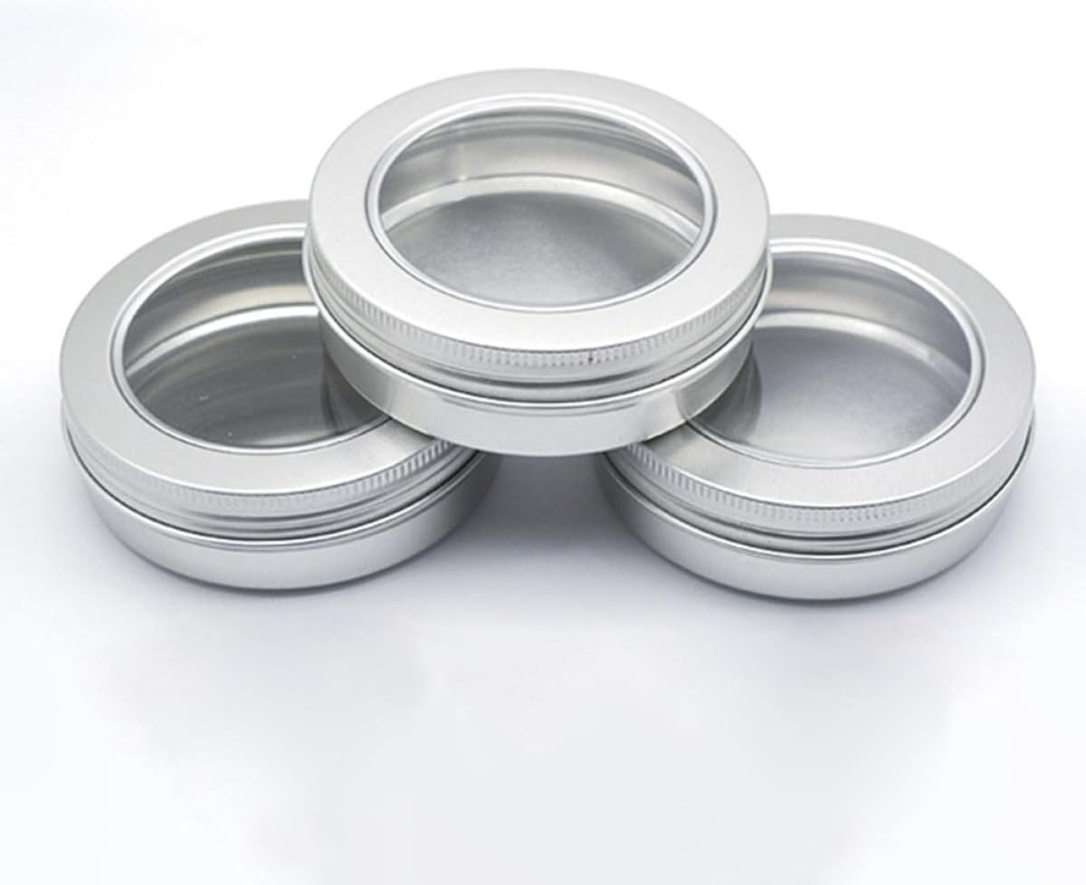 BETOOKY 24pcs 100ml Aluminum Jar Box Set Small Refillable Cosmetic Cream Containers with Screw Lid for Travel Beauty Personal Care
