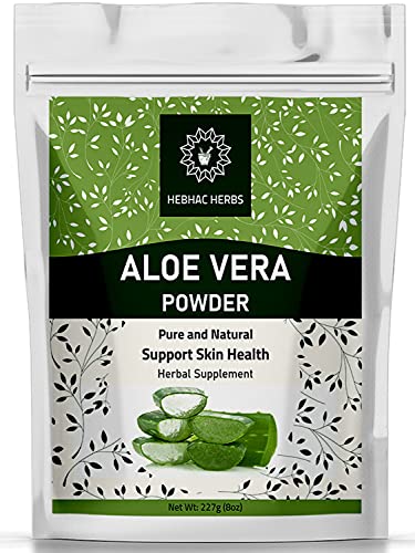 Aloe Vera Powder Organicâ€“ 227g (8oz) Hebhac Herbs |Aloe Vera Powder for Hair & Face | Aloe Barbadensis | AloeVera, Natural Hair & Skincare, Moisturizer, Herbal Cosmetics, Supports Immune System (8 oz)
