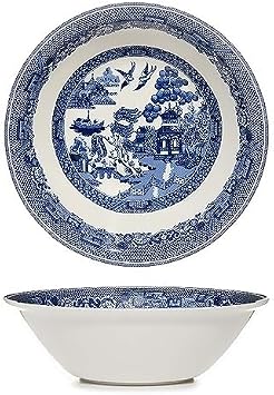Blue Willow Cereal Bowl 18cm Coupe Soup Vintage Birds Oriental Classic Design