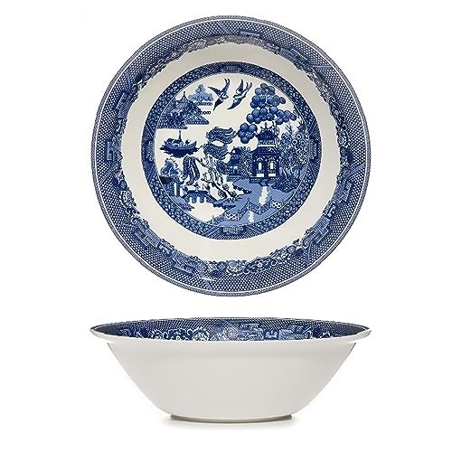 UNIQUE HOME LIVING Blue Willow Cereal Bowl 18cm Coupe Soup Vintage Birds Oriental Classic Design