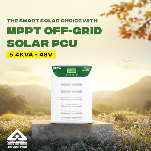 Image of Okaya 5.4KVA 48V MPPT Solar PCU | Dual Interleaved MPPT for Faster & Efficient Solar Charging | True Sine Wave Off-Grid Solar Inverter for Home, Office & Shops |Durable & Reliable | 36-Month Warranty