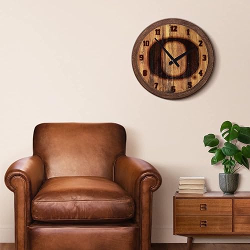 Miniatura 63 de The Fan-Brand NCAA Oklahoma Sooners: Faux Barrel Top Wall Clock Sports Team Bar Sign Décor - Home Man Cave, Party Decoration - Made On Demand