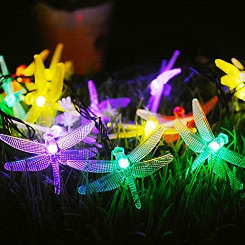 SNOMYRS Dragonfly LED Garden Lights 21 Reet 30 Inches LED Waterproof Fairy Tale String Lights 8 Lighting Modes, Suitable for Garden Wedding Christmas Decoration (Multi-Color)