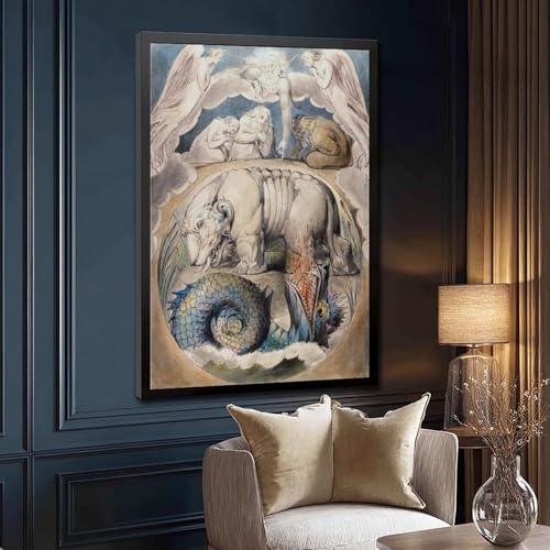 Toile Behemoth William Blake 1825 avec cadre à suspendre pour mur vide