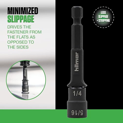 Miniatura 3 de Hilmor 1937881 Juego de destornilladores magnéticos reversibles de 2.75 pulgadas con tamaños de tuerca de 116 a 516 pulgadas, broca de acero de