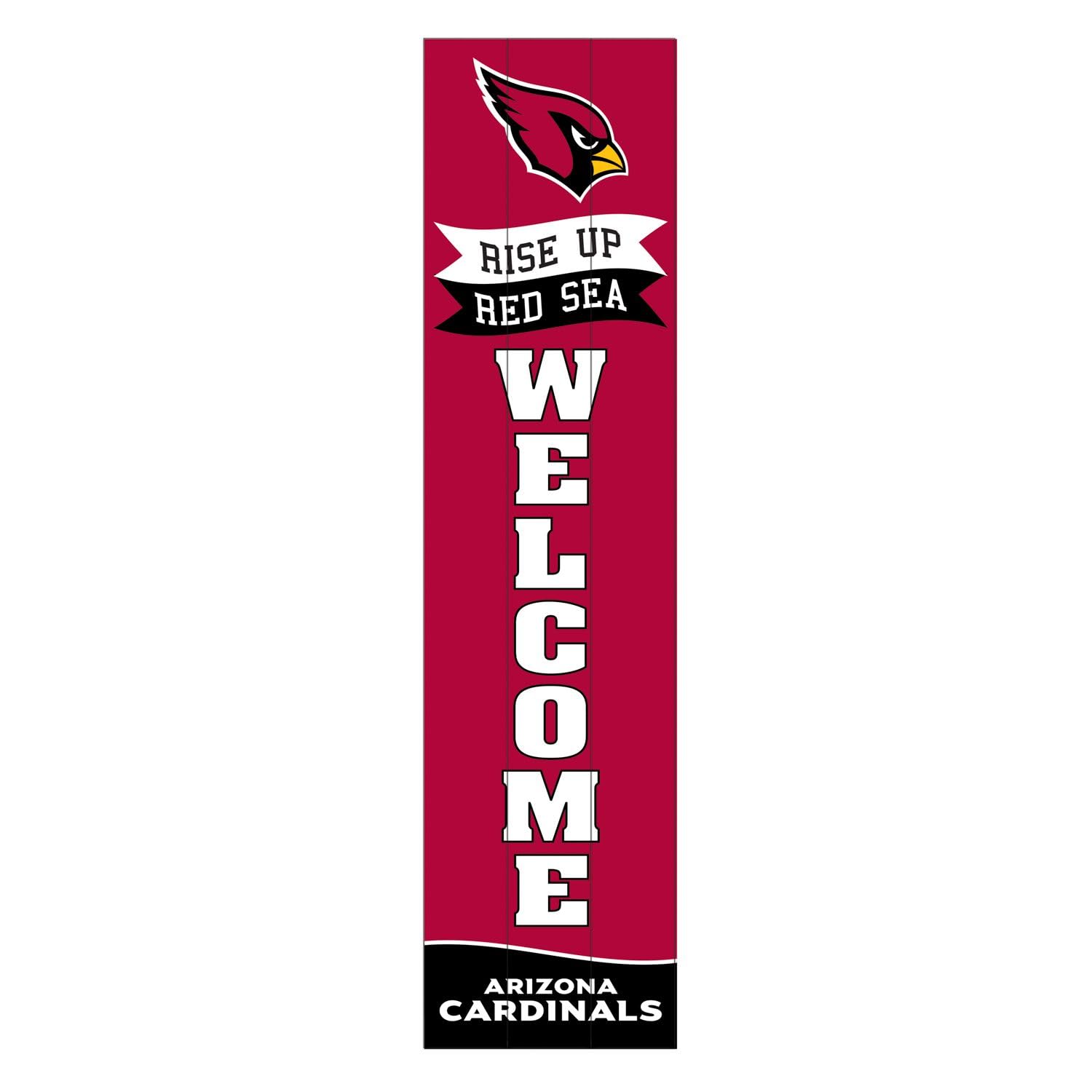 NFL Arizona Cardinals 47 inch Wood Porch Leaner, Outdoor Welcome Sign for Front Door Patio, Vertical Wooden Leaning Boards Home Porch Signs