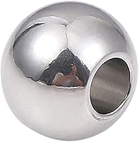 Vista 23 de Cuentas espaciadoras de acero inoxidable de 0.394 x 0.433 in ovaladas sueltas para hacer joyas de bricolaje, 10 unidades con agujero de 0.236