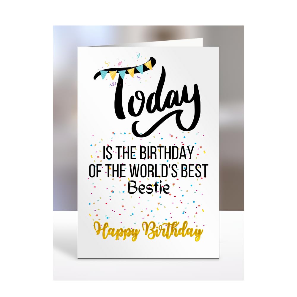 MIPOMALL The Worlds Best Bestie, men, women, him, her, gifts or presents, happy birthday, funny, joke, silly, A5-214_18 โ image 1