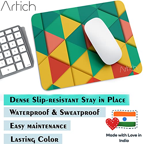 Image of Artich Designer Gaming Mouse Pad for Office Laptop /Computer with Super Soft Non-Slip Rubber Base and Lycra Cloth Surface for Silky Touch Rectangle (Tropical Triangle Marble Abstract)