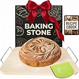 Baking Stone for Bread - 15 inch Baking Stone for Oven with Handles and Dough Tool - Rectangular Bread Stone - High Heat Durable, Easy Transfers with Handles, Natural Cordierite Stone