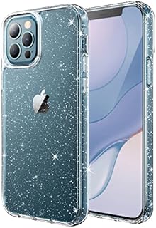 JETech Glitter Case for iPhone 12 Pro Max, 6.7-Inch, Bling Sparkle Shockproof Phone Bumper Cover, Cute Sparkly for Women and Girls (Clear)
