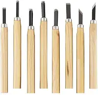 Kit 8 Peças para Entalhe e Escultura em Madeira | Ferramentas para Xilogravura com Cabo de Madeira e Lâmina de Aço | Cabos de Madeira Ergonômicos