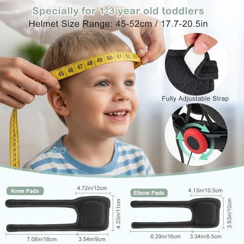 Image of Toddler Helmet and Knee Pads Set for 1-3 Years Old, Kids Bike Helmets with Toddler Knee Pads and Elbow Pads Set, Adjustable Baby Helmet for Balance Bike, Scooter, Tricycle, Bicycle