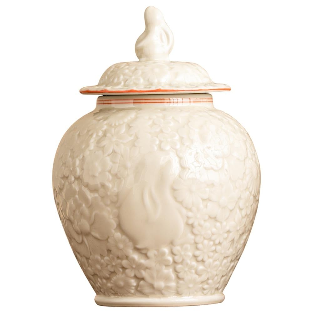 ENGENDER Tea Storage Jar Bulk Tea Storage Jars Ceramic Relief Large Capacity Household Sealed Empty