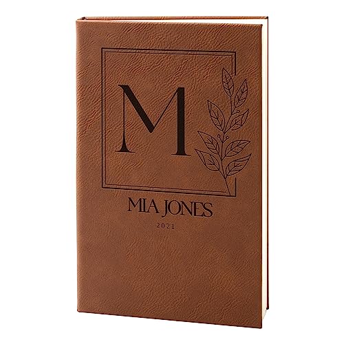 Personalized Notebook, Journals to Write In for Women, Men w/Name | Chestnut - 9 Designs & Colors | Custom Notebook, Diary for Girls, Her, Gifts from Him, Engraved, Lined Pages, Gift for Sister, Mom