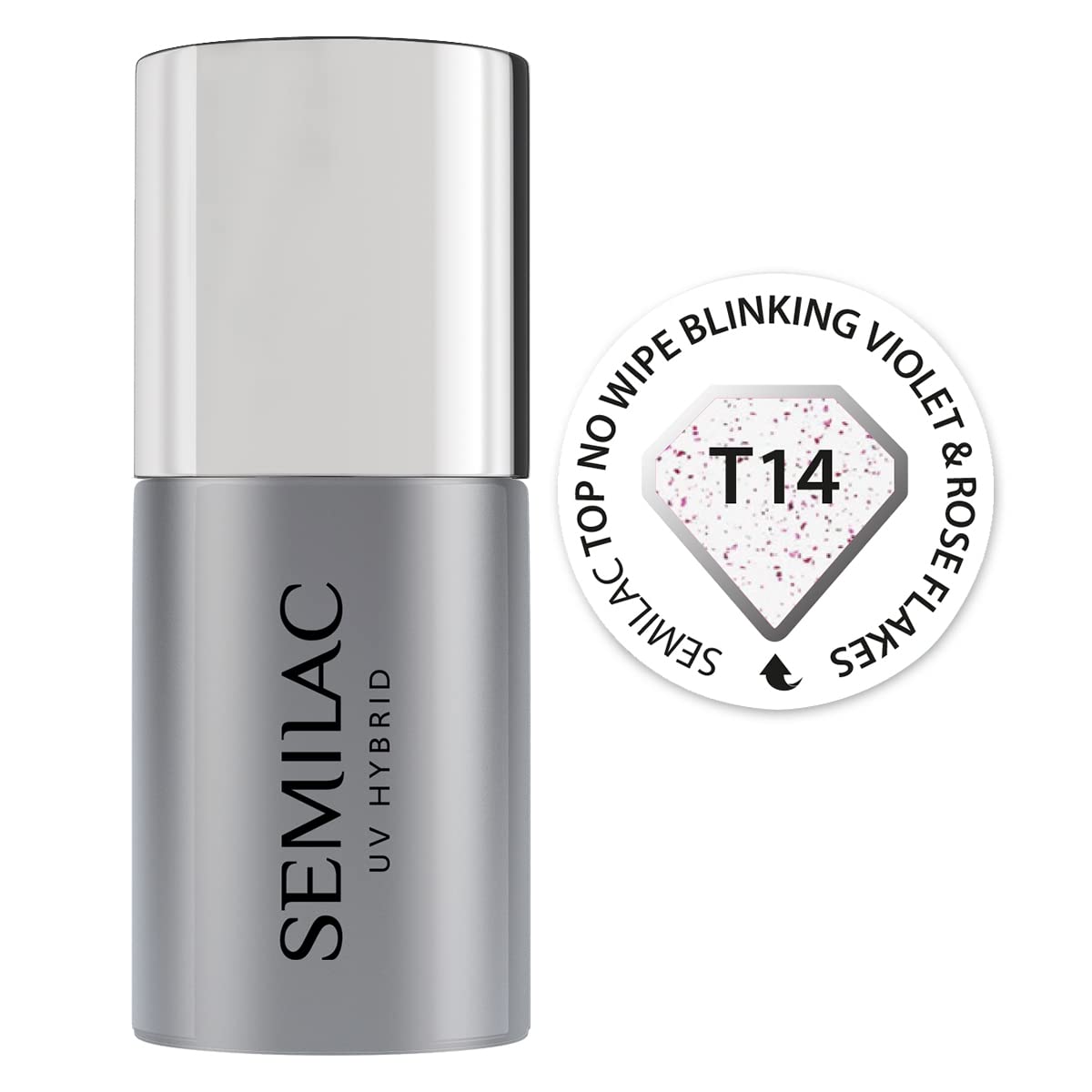 Semilac Top Coat - Esmalte de gel UV sin toallitas para remojar en gel de calidad de salón de manicura 7 ml