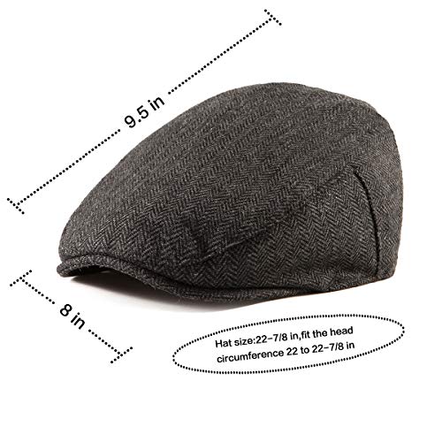 Image of LADYBRO 2Pack Adjustable Newsboy Hats for Men Flat Cap Irish Cabbie Wool Blend Tweed